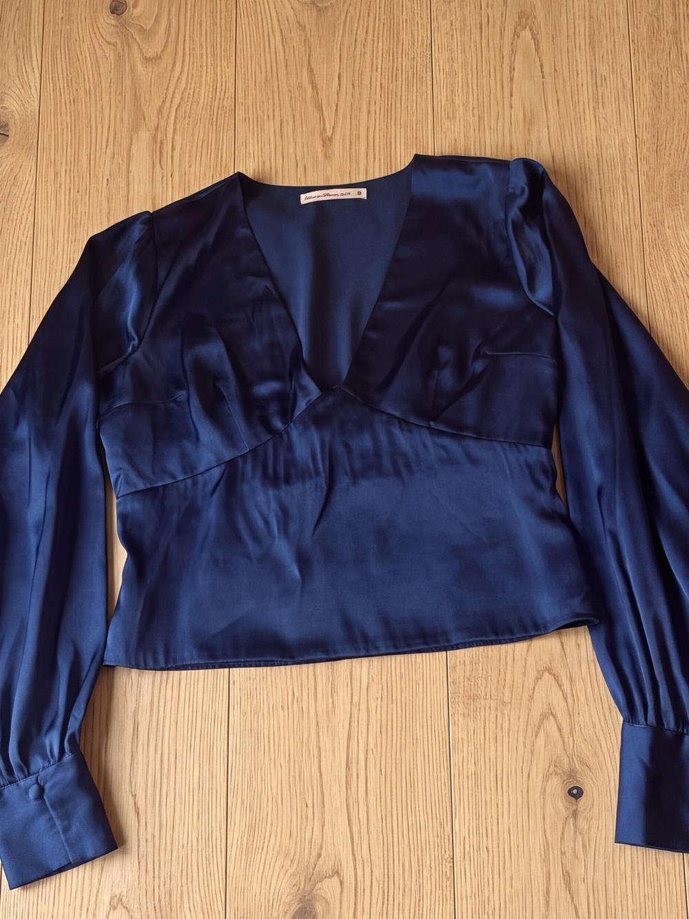 Abercrombie and Fitch  Deep V Satin Wrap Top in Navy